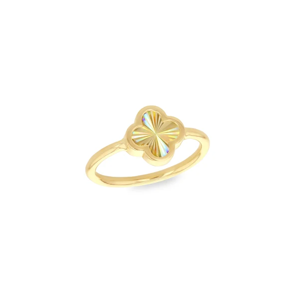 9K Yellow Gold Rainbow Petal Ring