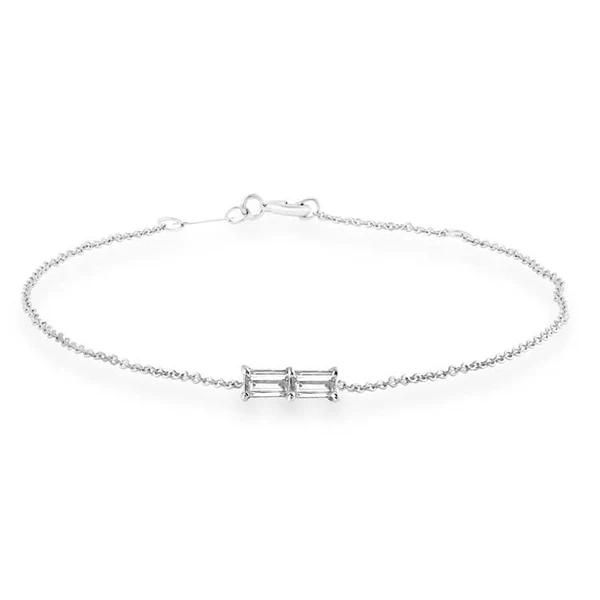 0.06ct Natural Diamond Bracelet in 9K White Gold 17+2cm