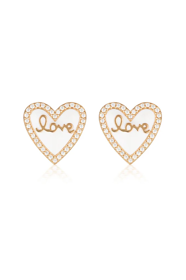 GEORGINI Reflection Enamel Love Heart Stud Earrings