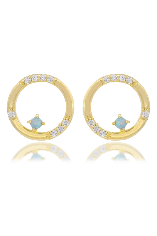GEORGINI Opal Glow Blue Created Opal Circle Earrings