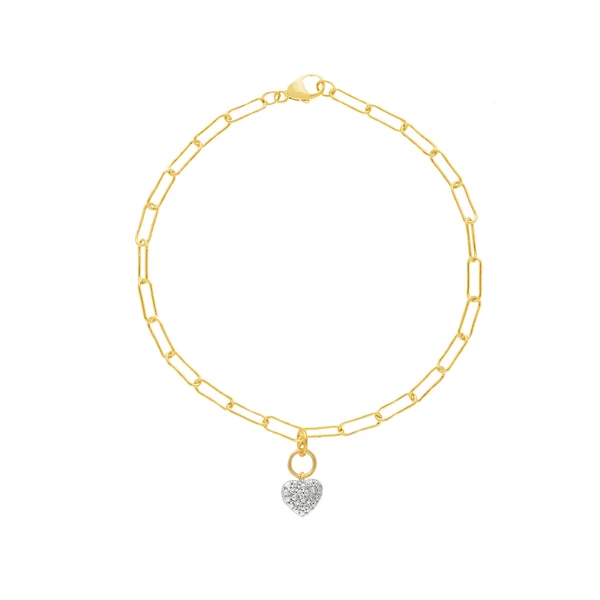 0.02ct Lab Grown Diamond Heart Bracelet in 9K Yellow Gold