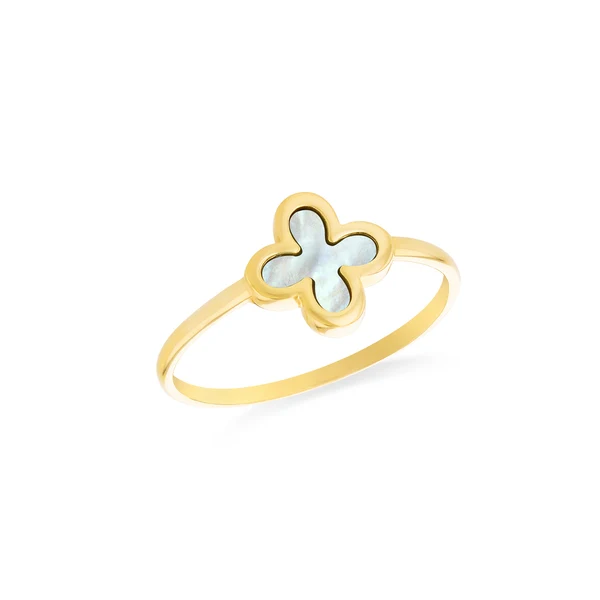 9K Yellow Gold Mop Petal Ring