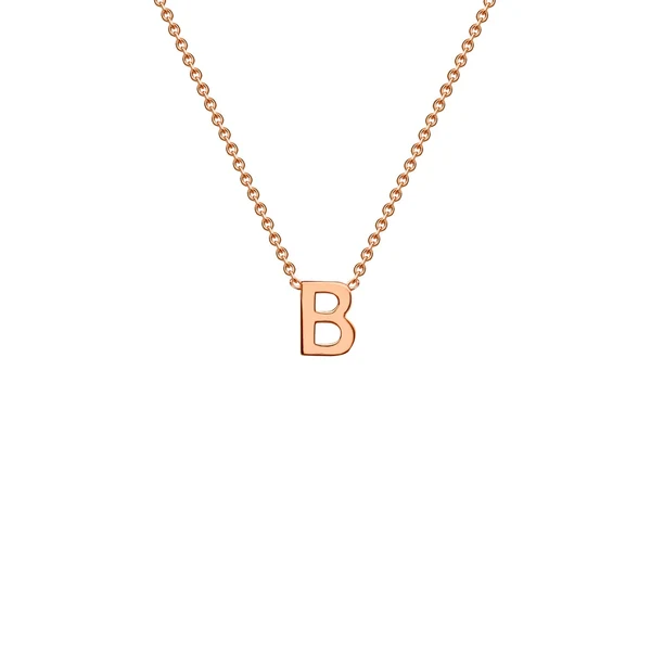 9K Gold Initial Adjustable Letter Necklace 38-43cm — B, 9kt Rose Gold