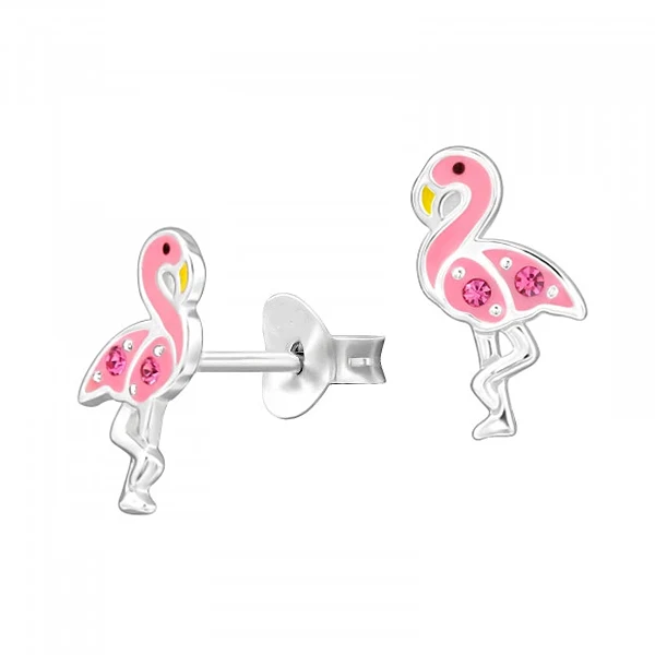 Epoxy Flamingo Studs with Crystals