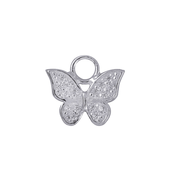 Interchangeable White Cz Butterfly Drop Charm