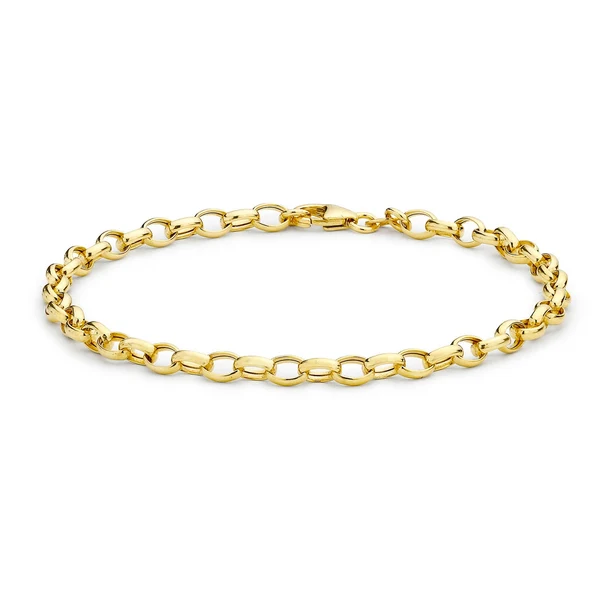 9K Yellow Gold Oval Belcher Bracelet 19cm
