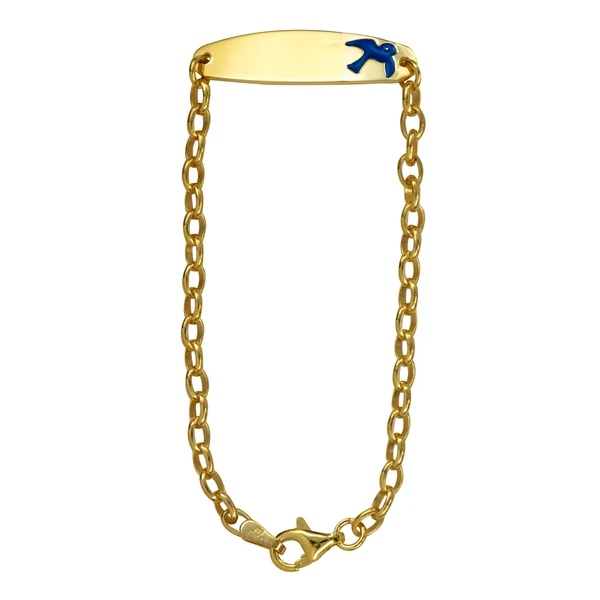 Oval Belcher Child ID with Blue Bird Bracelet