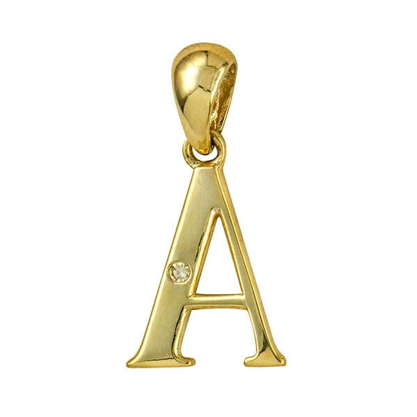Diamond Set Block Initial Charm — A