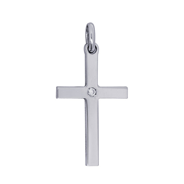 Medium Plain Cross with White Cz