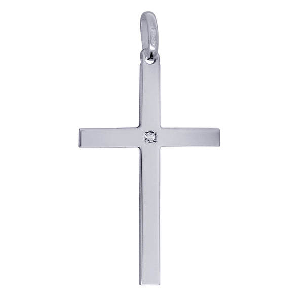 Large Plain Cross with White Cz