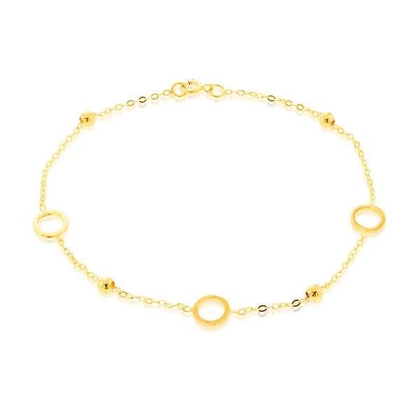 9K Yellow Gold Circle Bead Bracelet 19cm