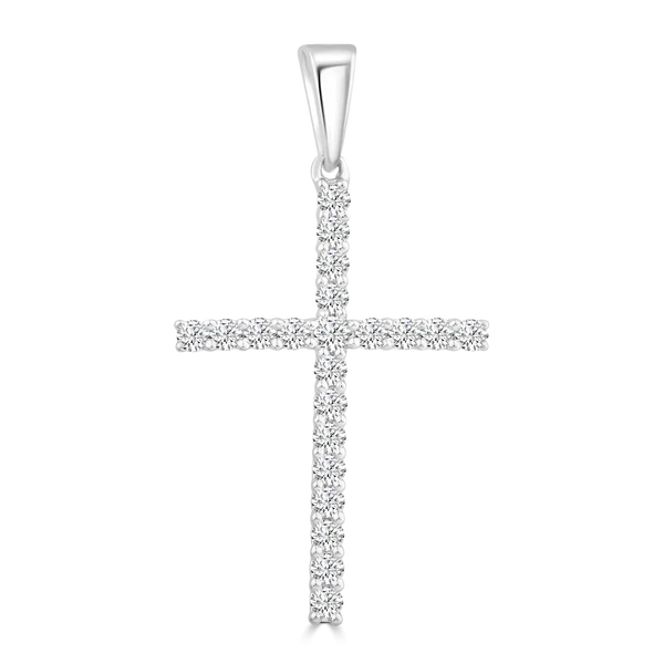 Diamond Cross Pendant with 0.25ct Diamonds in 9K White Gold - PC-0173-W