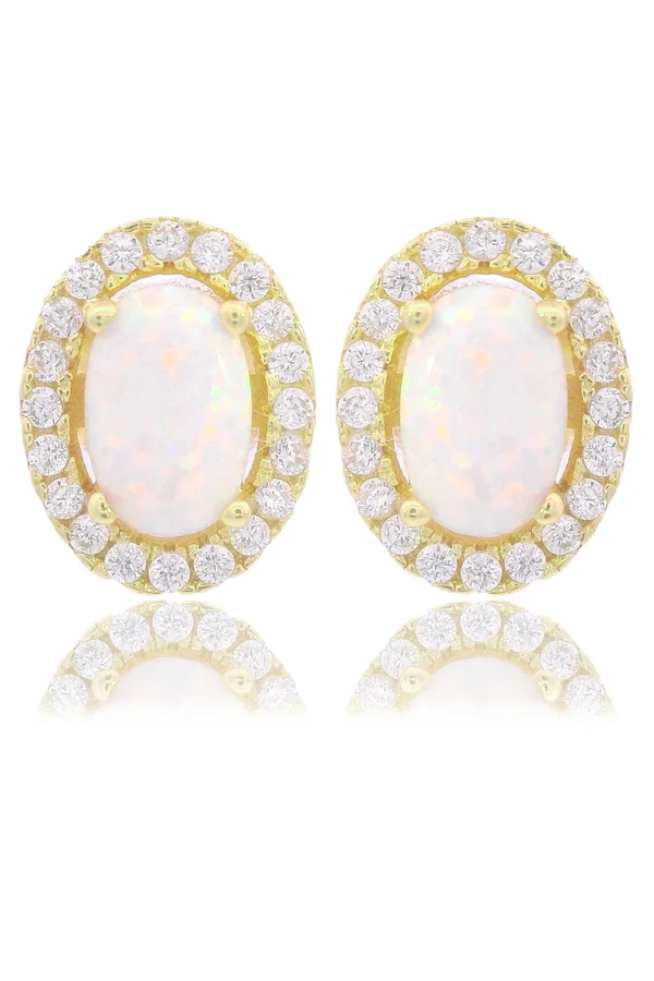 GEORGINI Opal Glow Blackwattle White Created Opal Earrings