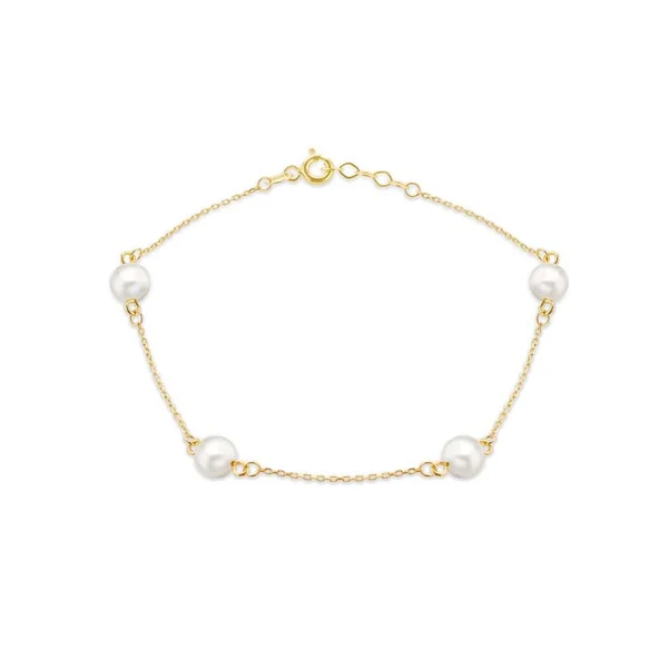9K Yellow Gold Freshwater Pearl Bracelet 18-19cm