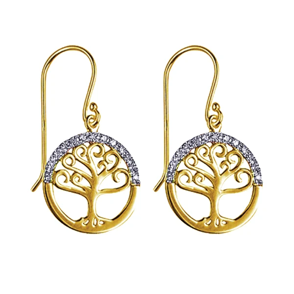 Diamond Set ‘Tree of Life’ Earwires Earrings