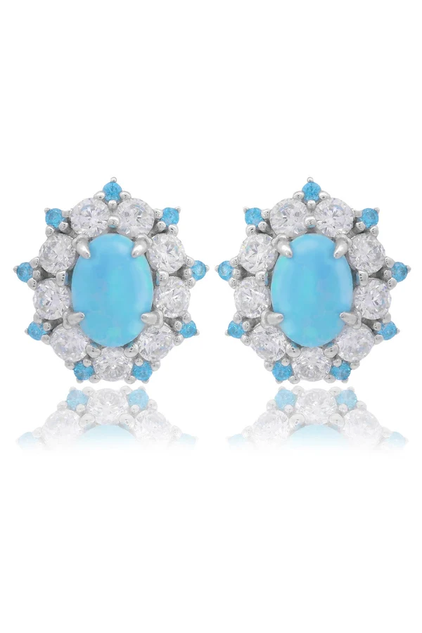 GEORGINI Opal Glow Barangaroo Blue Created Opal Earrings