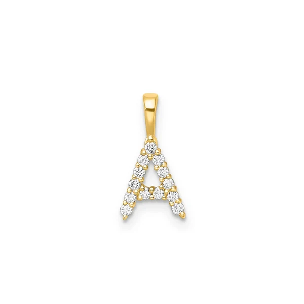 Initial Lab Grown Diamond Pendant in 9K Gold — A, 9kt YG