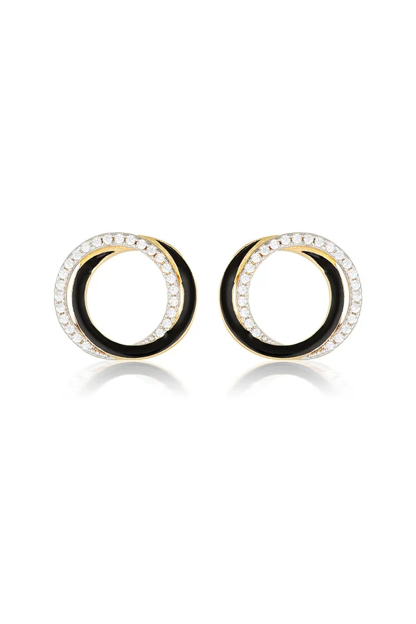 GEORGINI Reflection Circles Earring , & Black Enamel