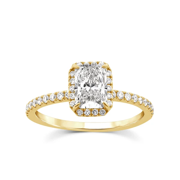 1.25ct Lab Grown Diamond Halo Ring in 9K Yellow Gold