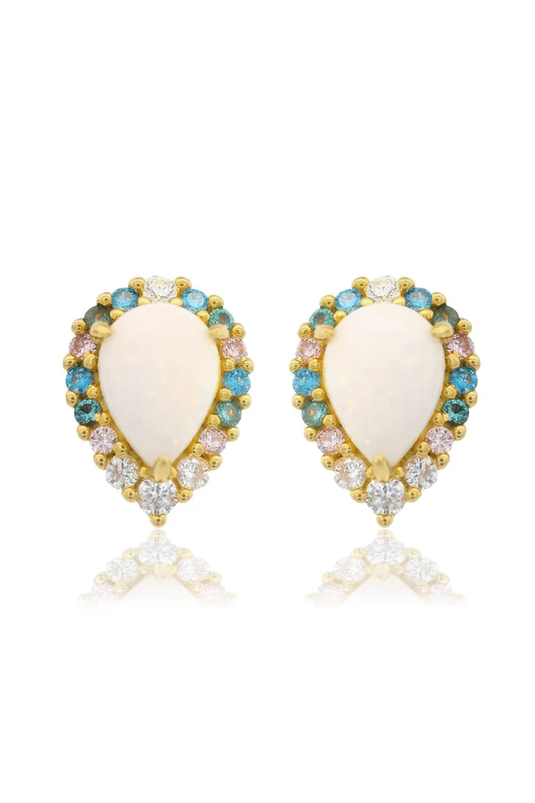 GEORGINI Wisteria Created Opal Floribunda Stud Earrings