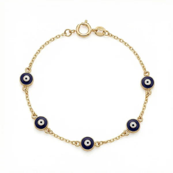 9K Yellow Gold Nazar Bracelet 19cm