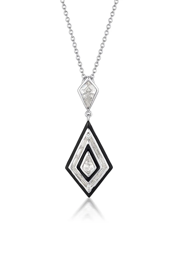 GEORGINI Reflection Art Deco Pendant & Black Enamel