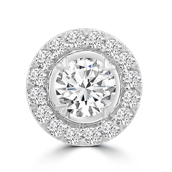 Halo Stud Pendant with 0.33ct Diamonds in 9K White Gold - PF-6140-W