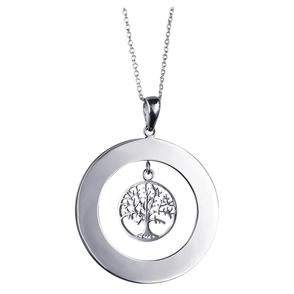32mm Open Circle Engraving Disc Pendant + 15mm ‘Tree of Life’ with 40cm Chain + 5cm Extender
