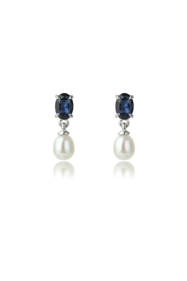 GEORGINI Oceans Whitsundays Freshwater Pearl Earrings Sapphire Blue