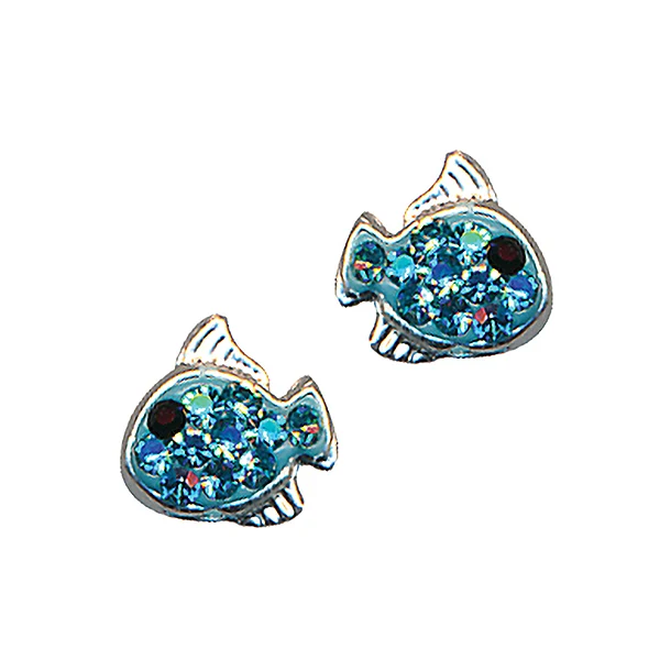 Aqua Crystal Fish Studs