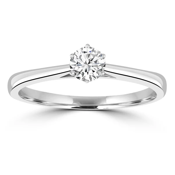Solitaire Ring with 0.33ct Diamonds in 9K White Gold