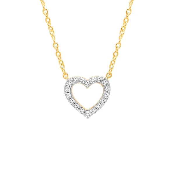 0.1ct Lab Grown Diamond Heart Necklace in 9K Yellow Gold