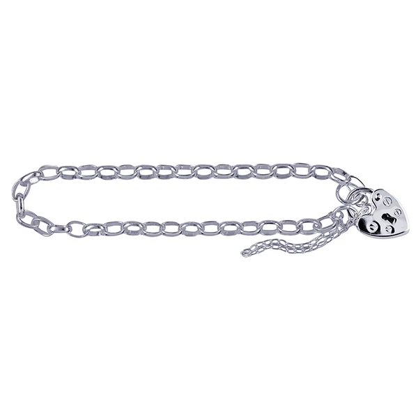 Oval Belcher Plain Padlock Bracelet