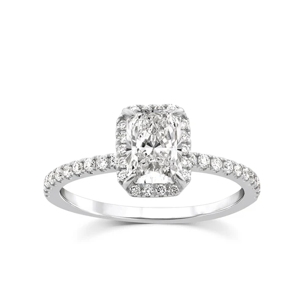 1.25ct Lab Grown Diamond Halo Ring in 9K White Gold