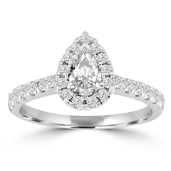 Pear Diamond Ring with 1.00ct Diamonds in 18K White Gold
