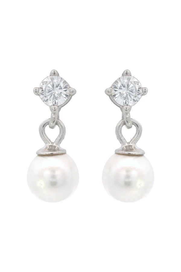 GEORGINI Adagio Touch Of Sparkle Dangle Drop Pearl Earrings