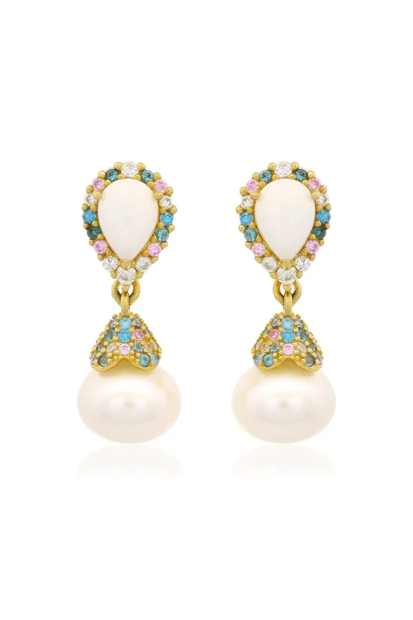 GEORGINI Wisteria Created Opal And Pearl Cascade Earrings