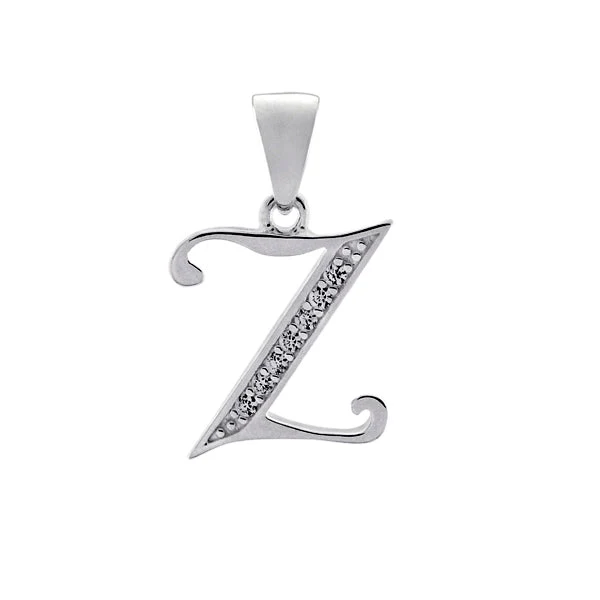 Initial Charm with White Cubic Zirconia — Z