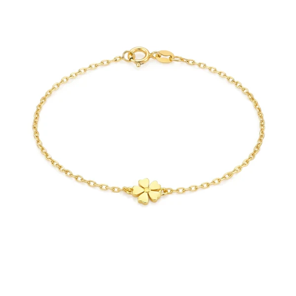 9K Yellow Gold Flower Bracelet 17-19cm