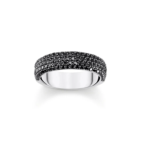 THOMAS SABO Chunky band ring with black zirconia