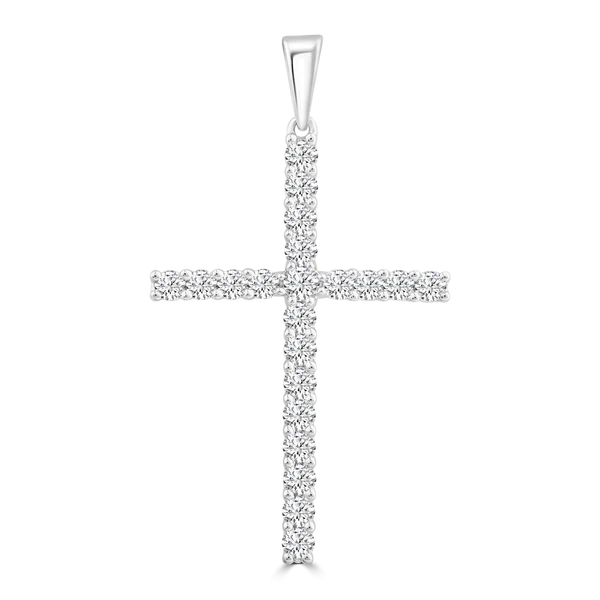 Diamond Cross Pendant with 0.50ct Diamonds in 9K White Gold - PC-0171-W