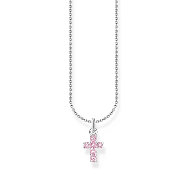 THOMAS SABO Necklace with cross pendant with pink zirconia