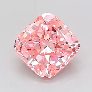 0.92ct CUSHION Fancy Vivid Pink VVS2 Coloured Lab diamond
