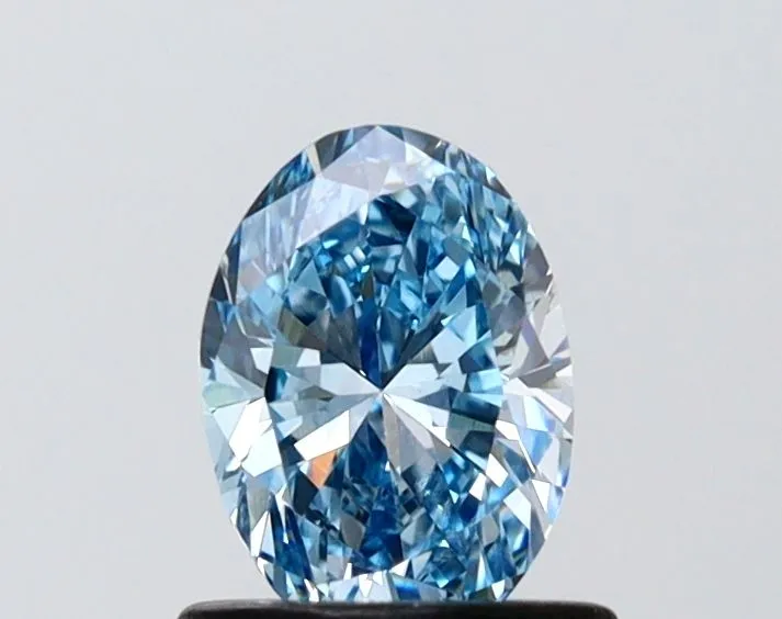 0.75ct OVAL Fancy Vivid Blue VS1 Coloured Lab diamond