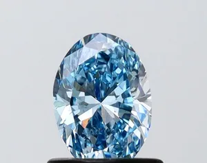 0.75ct OVAL Fancy Vivid Blue VS1 Coloured Lab diamond