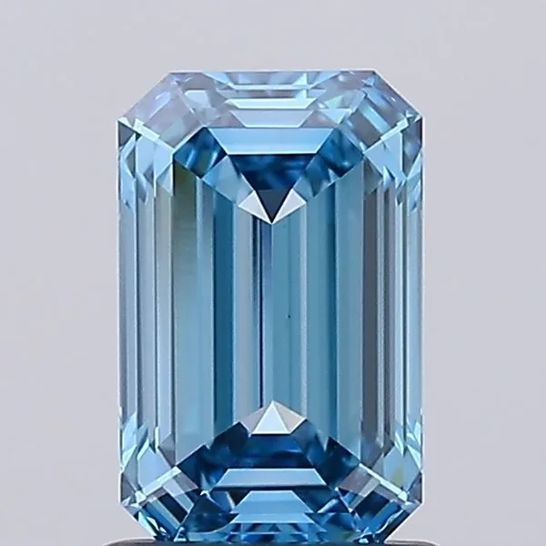 1.32ct EMERALD Fancy Vivid Blue VVS2 Coloured Lab diamond