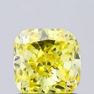 0.95ct CUSHION Fancy Vivid Yellow VVS2 Coloured Lab diamond
