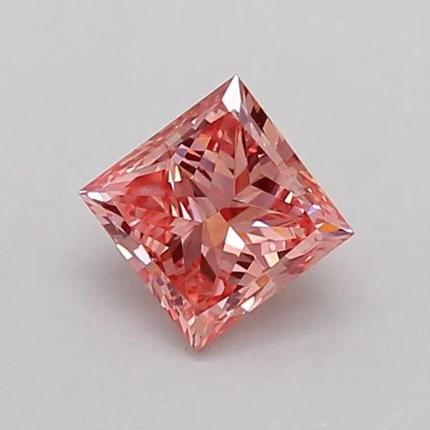 0.70ct PRINCESS Fancy Vivid Pink SI1 Coloured Lab diamond