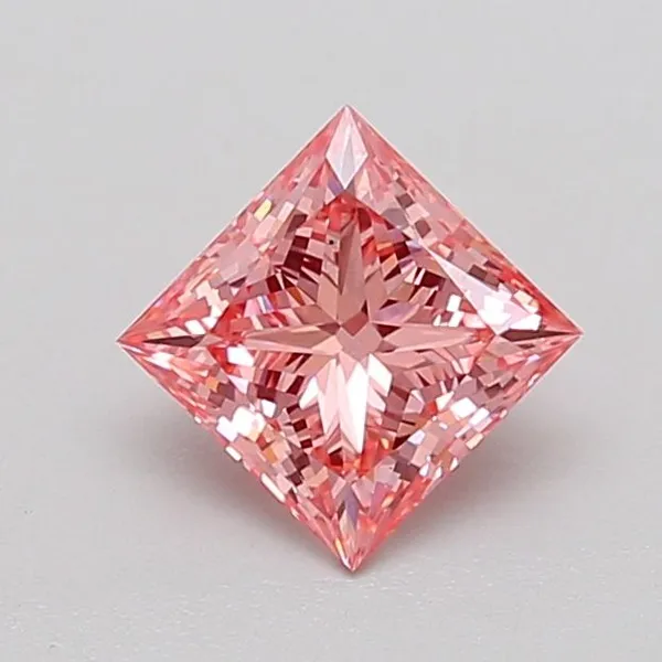 1.1ct PRINCESS Fancy Vivid Pink VS2 Coloured Lab diamond
