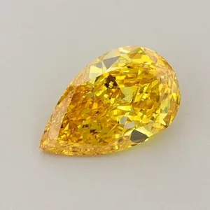 0.62ct PEAR Fancy Vivid Yellow VS1 Coloured Lab diamond